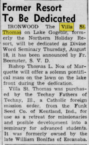 Villa St. Thomas (Funks Northern Holiday Resort) - July 1955 Article On Opening
